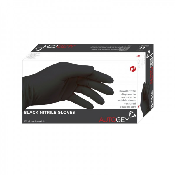Autogem Black Nitrile Gloves (Large) Box of 10 - 0059137861